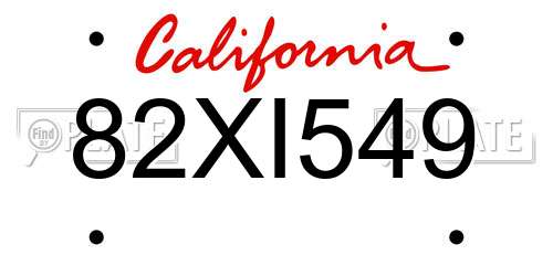 82XI549 California License Plate