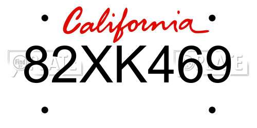 82XK469 California License Plate