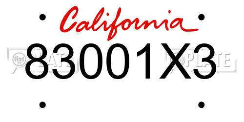 83001X3 California License Plate