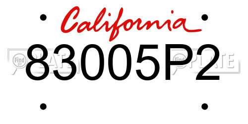 83005P2 California License Plate