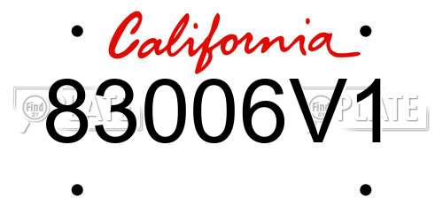 83006V1 California License Plate