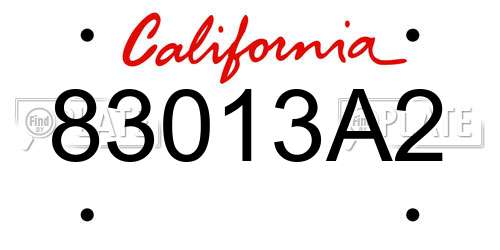 83013A2 California License Plate