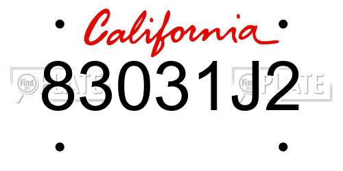 83031J2 California License Plate