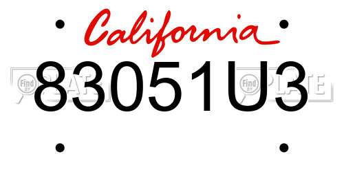 83051U3 California License Plate