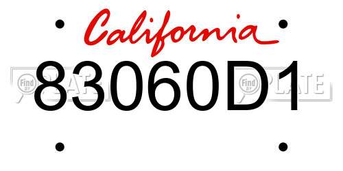 83060D1 California License Plate