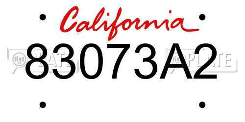 83073A2 California License Plate