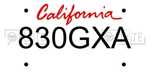830GXA California License Plate