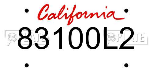 83100L2 California License Plate