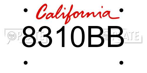 8310BB California License Plate