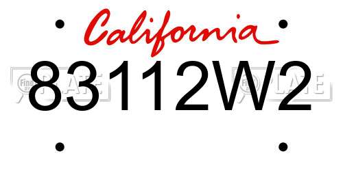 83112W2 California License Plate