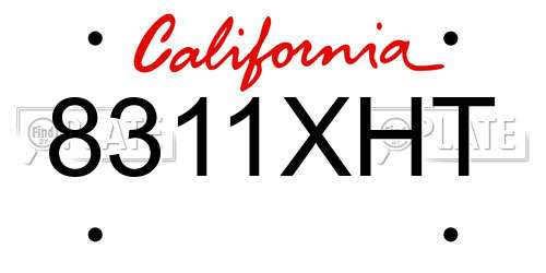 8311XHT California License Plate