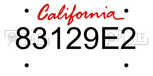 83129E2 California License Plate