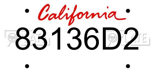 83136D2 California License Plate