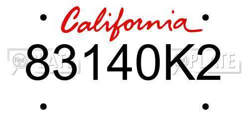 83140K2 California License Plate