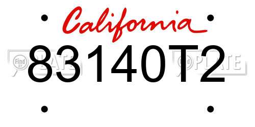 83140T2 California License Plate
