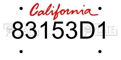 83153D1 California License Plate