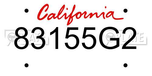 83155G2 California License Plate