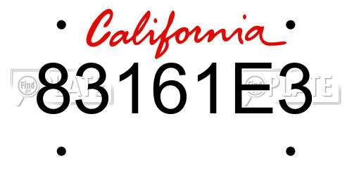 83161E3 California License Plate