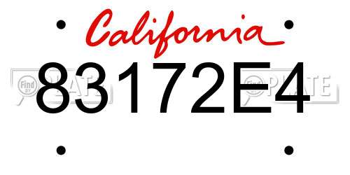 83172E4 California License Plate