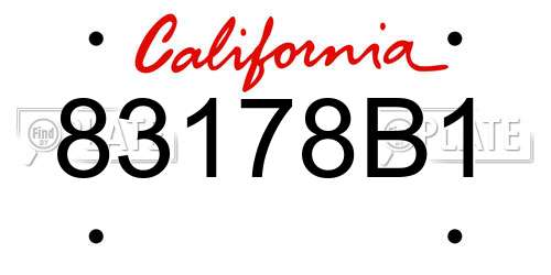 83178B1 California License Plate