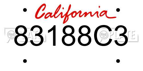 83188C3 California License Plate