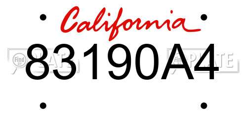 83190A4 California License Plate