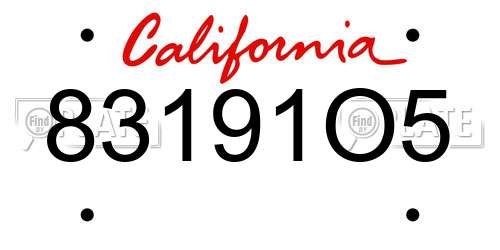 83191O5 California License Plate