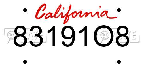 83191O8 California License Plate