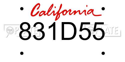 831D55 California License Plate