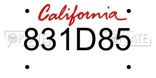 831D85 California License Plate