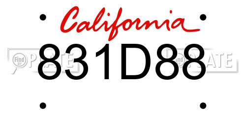831D88 California License Plate