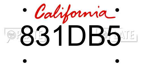 831DB5 California License Plate