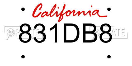 831DB8 California License Plate