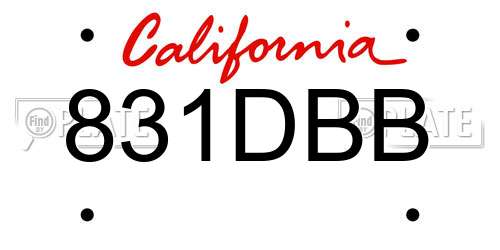 831DBB California License Plate