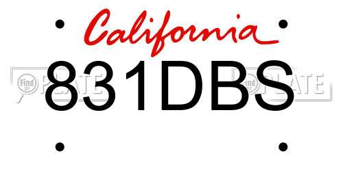 831DBS California License Plate