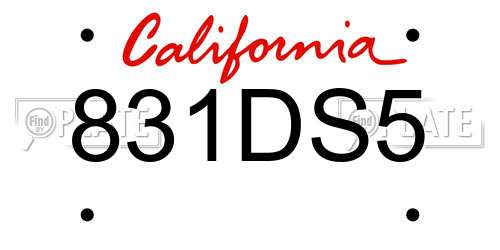 831DS5 California License Plate