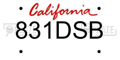 831DSB California License Plate
