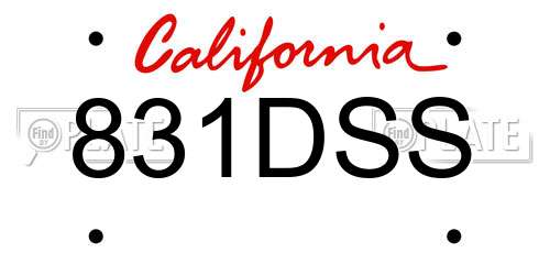 831DSS California License Plate