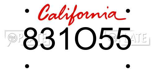 831O55 California License Plate