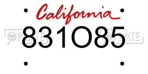 831O85 California License Plate