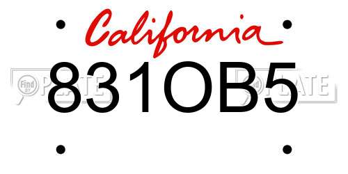 831OB5 California License Plate