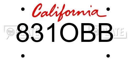 831OBB California License Plate