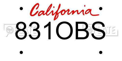 831OBS California License Plate