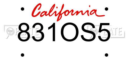 831OS5 California License Plate