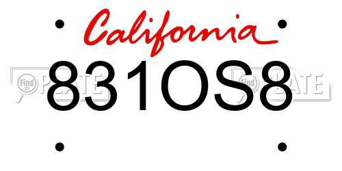 831OS8 California License Plate