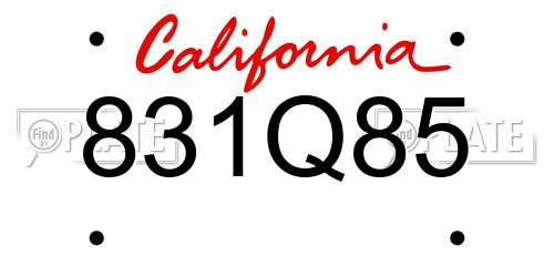 831Q85 California License Plate