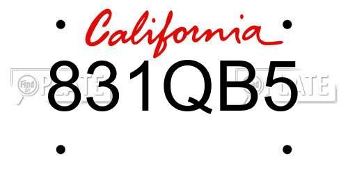 831QB5 California License Plate