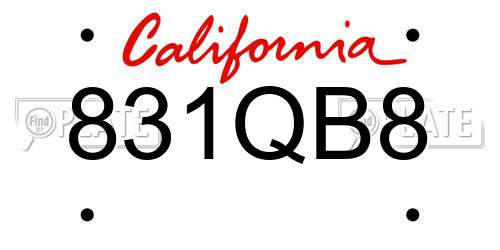 831QB8 California License Plate