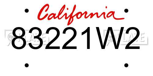 83221W2 California License Plate