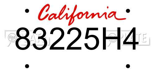 83225H4 California License Plate